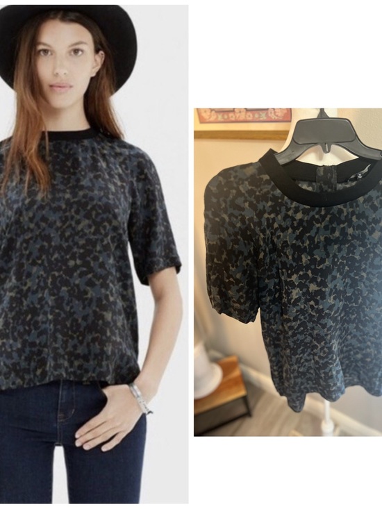 Madewell Tops - Madewell Medium Silk Front Row Tee in Ink Spot Leopard Blouse Top Shirt